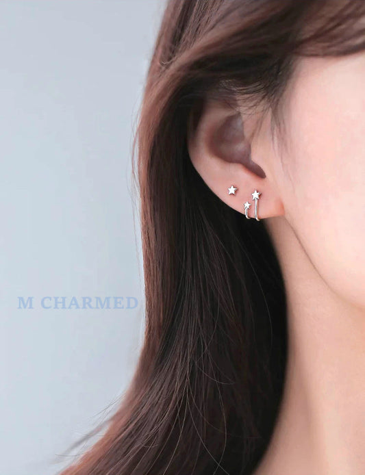 925 Three-star Earring Studs