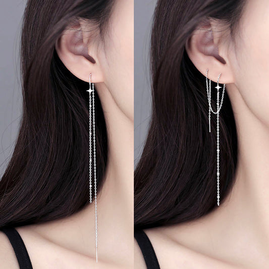 925 Long Threader Starring  Earrings